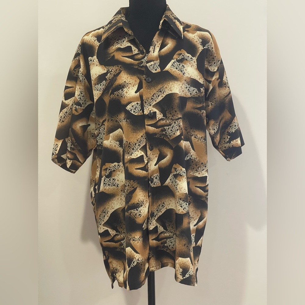 Gachu M 100%‎ Polyester Stylish Abstract Print Button Up Shirt 497